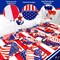 170PCS 4th of July Party Supplies – Plates, Napkins, Cups, Cutlery, Tablecloths for 24 Guests